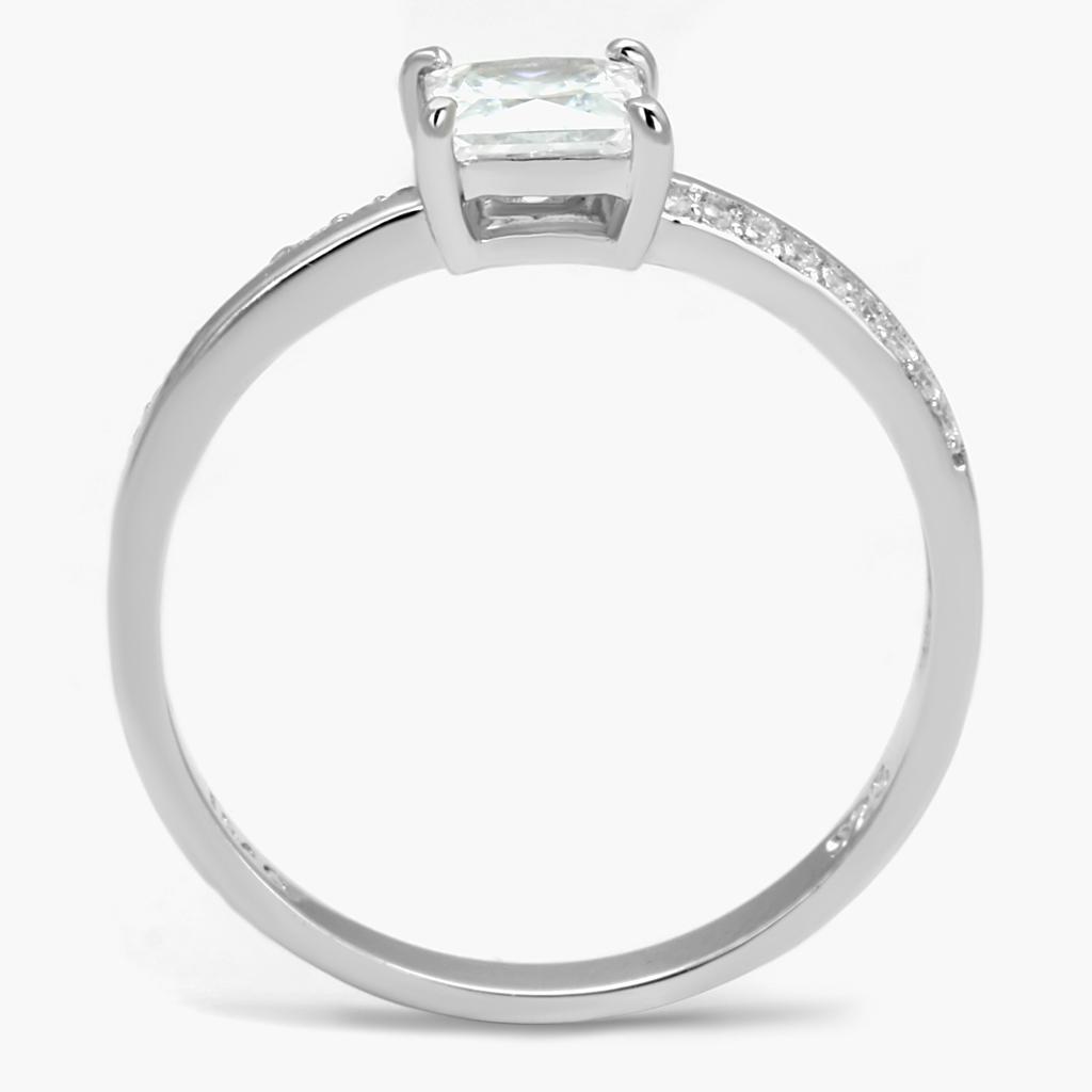 Rhodium 925 Sterling Silver Ring with AAA Grade CZ  in Clear