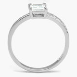 Rhodium 925 Sterling Silver Ring with AAA Grade CZ  in Clear