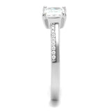 Rhodium 925 Sterling Silver Ring with AAA Grade CZ  in Clear