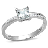 Rhodium 925 Sterling Silver Ring with AAA Grade CZ  in Clear