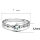 Rhodium 925 Sterling Silver Ring with AAA Grade CZ  in Clear
