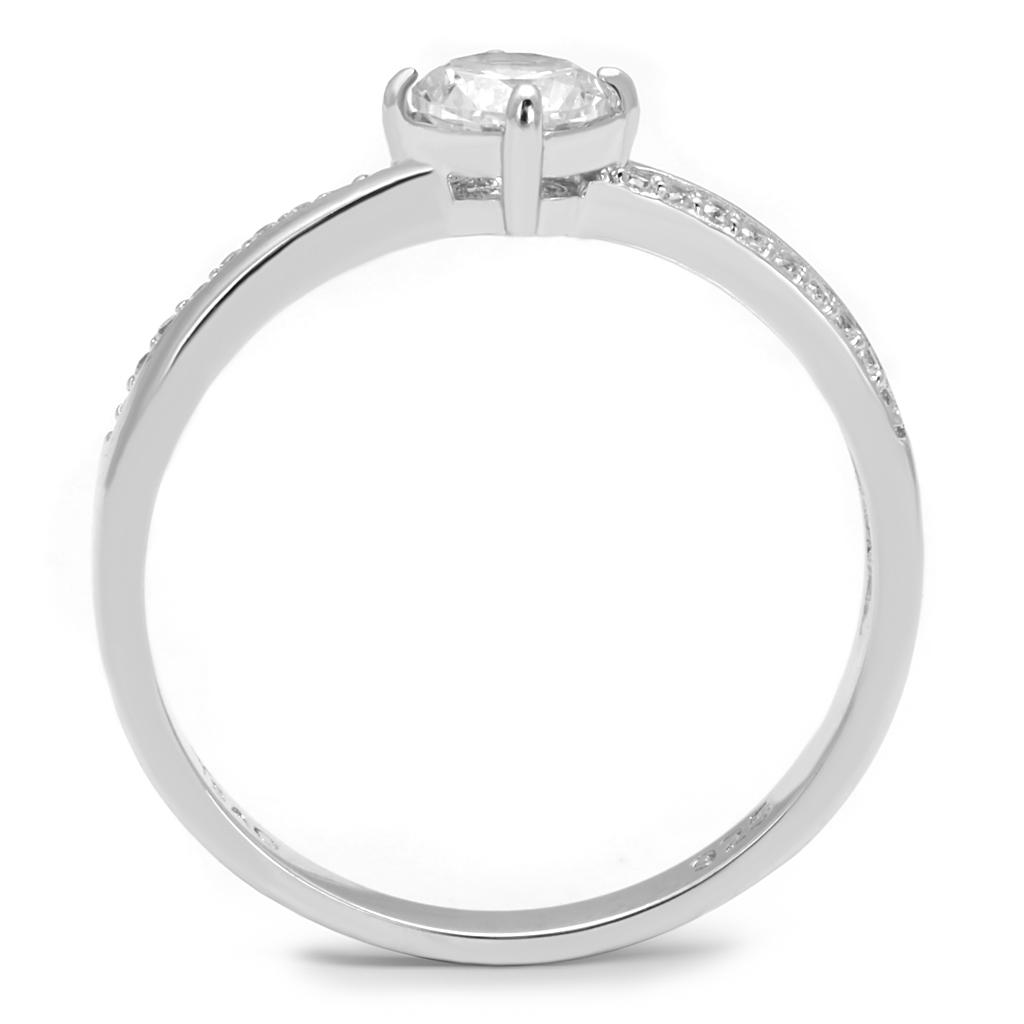 Rhodium 925 Sterling Silver Ring with AAA Grade CZ  in Clear