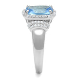Rhodium 925 Sterling Silver Ring with Synthetic Synthetic Glass in Light Sapphire