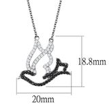 Rhodium + Ruthenium 925 Sterling Silver Chain Pendant with AAA Grade CZ  in Clear