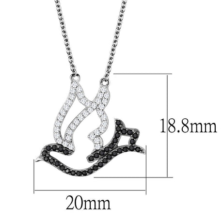 Rhodium + Ruthenium 925 Sterling Silver Chain Pendant with AAA Grade CZ  in Clear