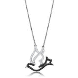 Rhodium + Ruthenium 925 Sterling Silver Chain Pendant with AAA Grade CZ  in Clear