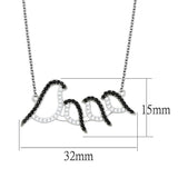 Rhodium + Ruthenium 925 Sterling Silver Chain Pendant with AAA Grade CZ  in Clear