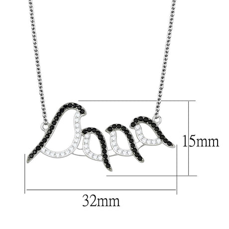 Rhodium + Ruthenium 925 Sterling Silver Chain Pendant with AAA Grade CZ  in Clear
