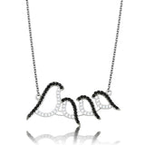 Rhodium + Ruthenium 925 Sterling Silver Chain Pendant with AAA Grade CZ  in Clear
