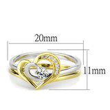 Gold+Rhodium 925 Sterling Silver Ring with AAA Grade CZ  in Clear