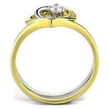 Gold+Rhodium 925 Sterling Silver Ring with AAA Grade CZ  in Clear