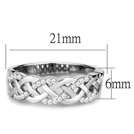Rhodium 925 Sterling Silver Ring with AAA Grade CZ  in Clear