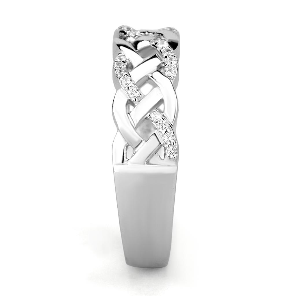 Rhodium 925 Sterling Silver Ring with AAA Grade CZ  in Clear