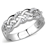 Rhodium 925 Sterling Silver Ring with AAA Grade CZ  in Clear