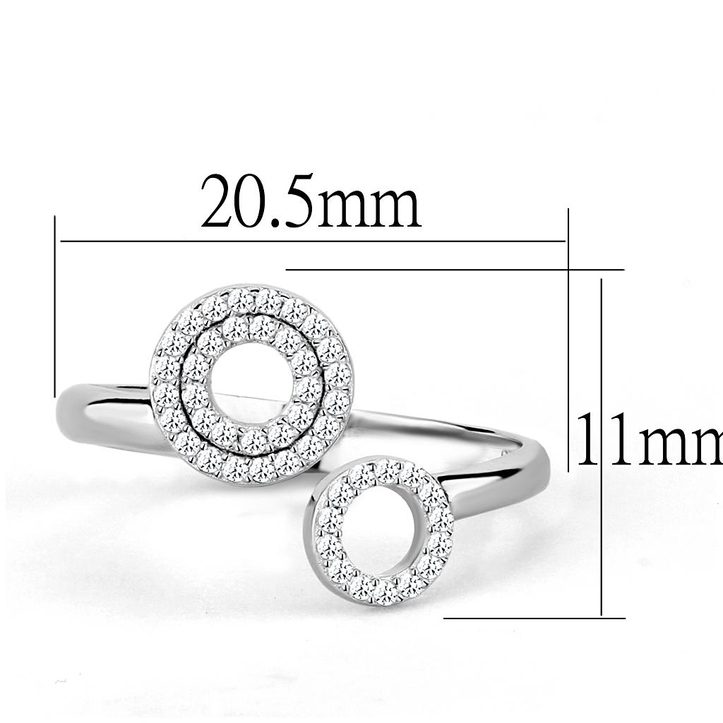 Rhodium 925 Sterling Silver Ring with AAA Grade CZ  in Clear