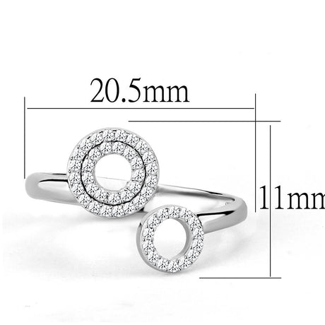 Rhodium 925 Sterling Silver Ring with AAA Grade CZ  in Clear
