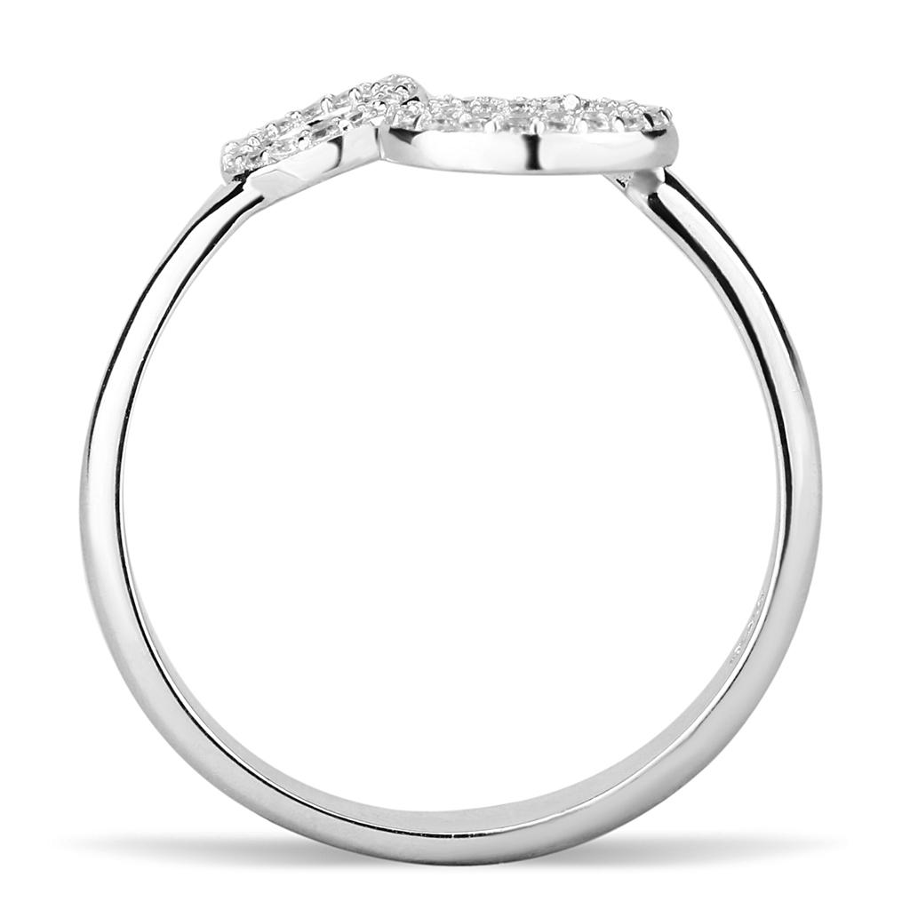 Rhodium 925 Sterling Silver Ring with AAA Grade CZ  in Clear