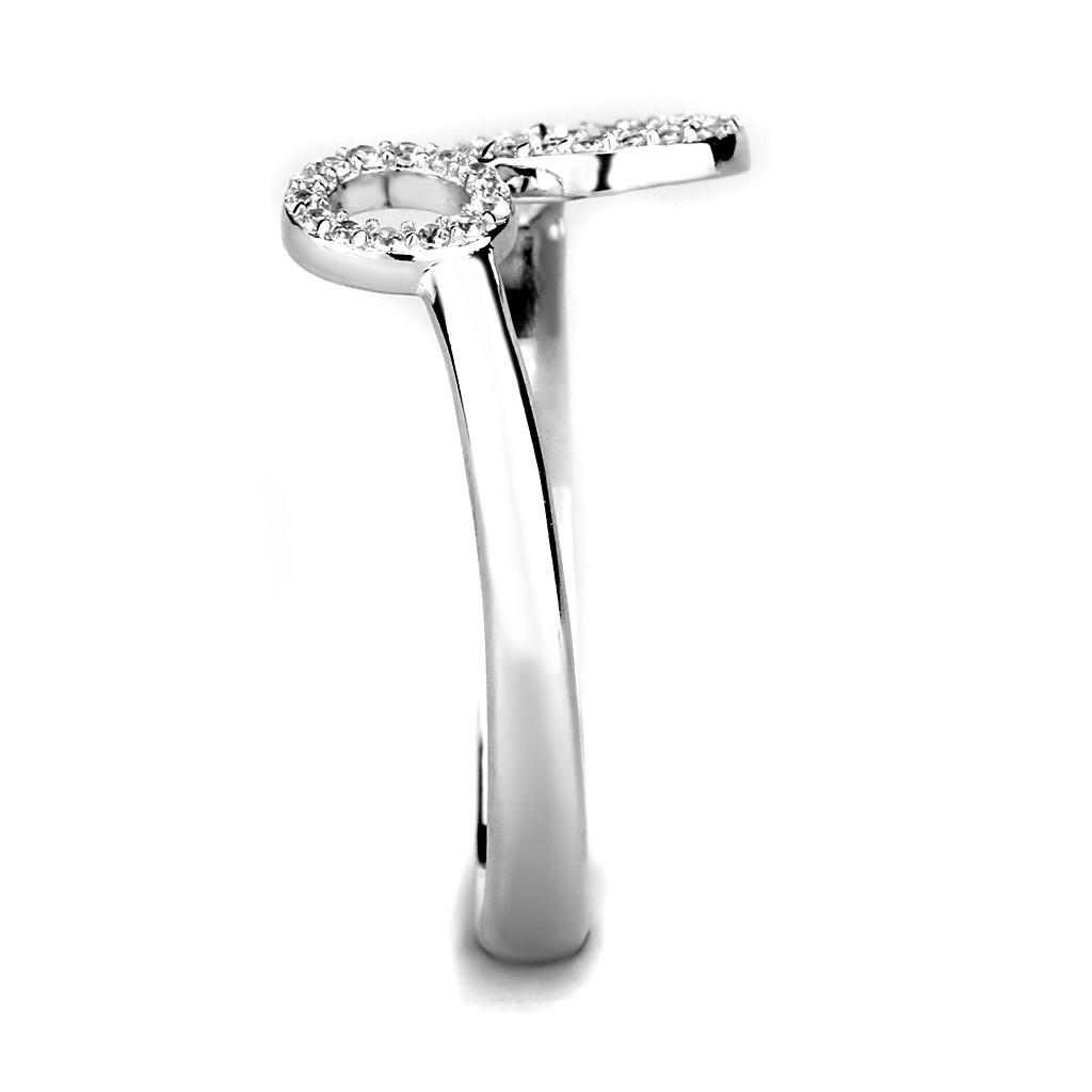 Rhodium 925 Sterling Silver Ring with AAA Grade CZ  in Clear