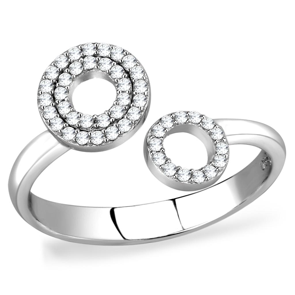 Rhodium 925 Sterling Silver Ring with AAA Grade CZ  in Clear