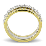Gold+Rhodium 925 Sterling Silver Ring with AAA Grade CZ  in Clear