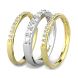 Gold+Rhodium 925 Sterling Silver Ring with AAA Grade CZ  in Clear
