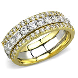 Gold+Rhodium 925 Sterling Silver Ring with AAA Grade CZ  in Clear
