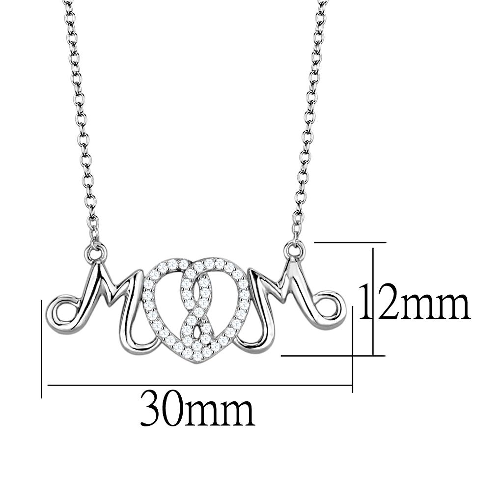 Rhodium 925 Sterling Silver Necklace with AAA Grade CZ  in Clear