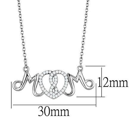 Rhodium 925 Sterling Silver Necklace with AAA Grade CZ  in Clear