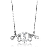 Rhodium 925 Sterling Silver Necklace with AAA Grade CZ  in Clear