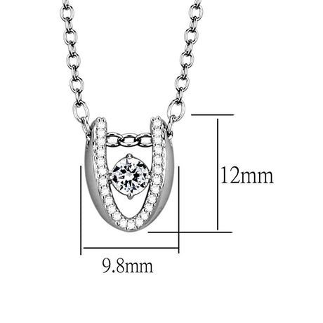 Rhodium 925 Sterling Silver Necklace with AAA Grade CZ  in Clear