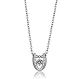 Rhodium 925 Sterling Silver Necklace with AAA Grade CZ  in Clear