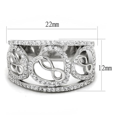 Rhodium 925 Sterling Silver Ring with AAA Grade CZ  in Clear