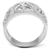 Rhodium 925 Sterling Silver Ring with AAA Grade CZ  in Clear