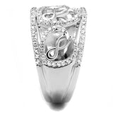 Rhodium 925 Sterling Silver Ring with AAA Grade CZ  in Clear