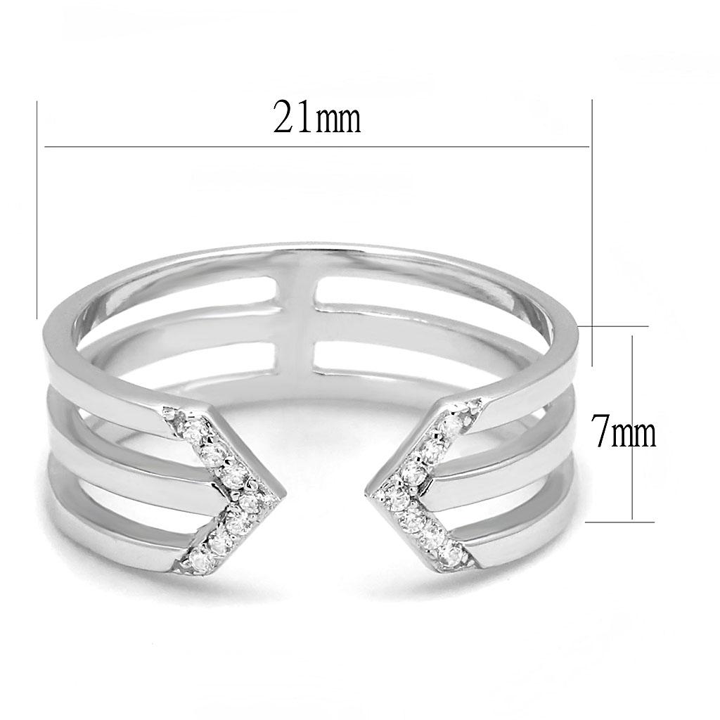 Rhodium 925 Sterling Silver Ring with AAA Grade CZ  in Clear