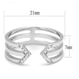 Rhodium 925 Sterling Silver Ring with AAA Grade CZ  in Clear