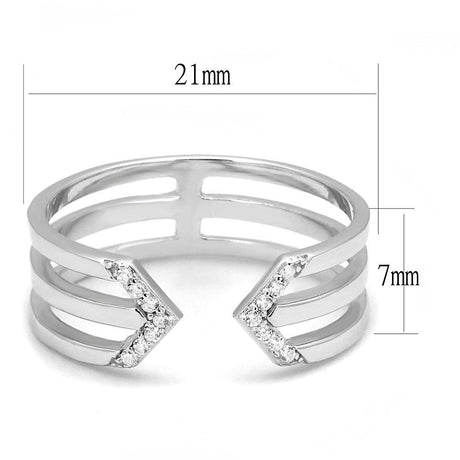 Rhodium 925 Sterling Silver Ring with AAA Grade CZ  in Clear