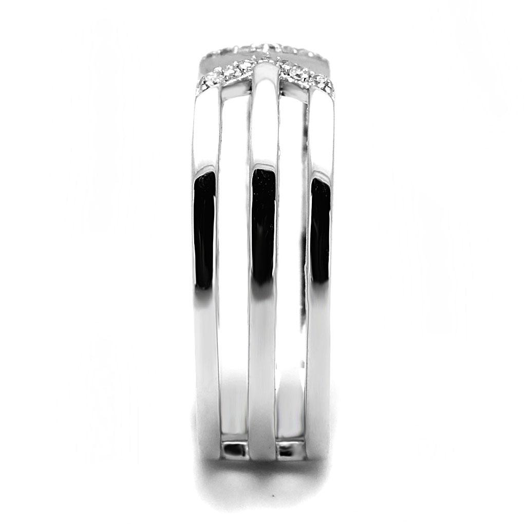Rhodium 925 Sterling Silver Ring with AAA Grade CZ  in Clear