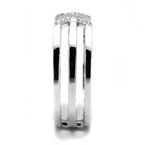 Rhodium 925 Sterling Silver Ring with AAA Grade CZ  in Clear