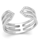 Rhodium 925 Sterling Silver Ring with AAA Grade CZ  in Clear