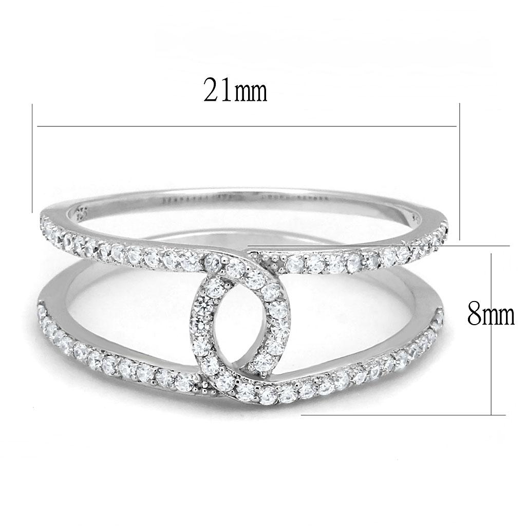 Rhodium 925 Sterling Silver Ring with AAA Grade CZ  in Clear