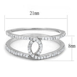 Rhodium 925 Sterling Silver Ring with AAA Grade CZ  in Clear