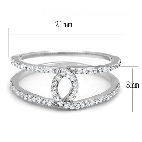 Rhodium 925 Sterling Silver Ring with AAA Grade CZ  in Clear
