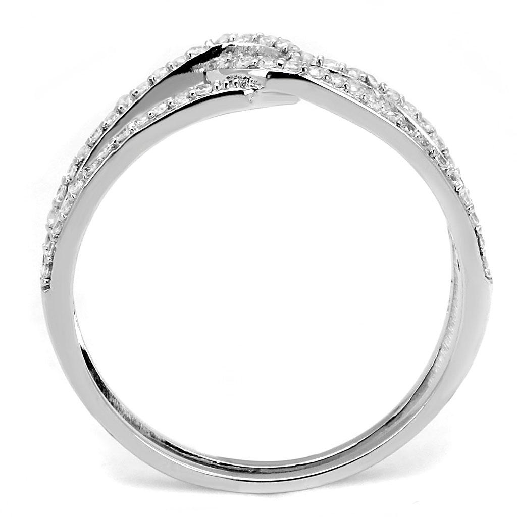 Rhodium 925 Sterling Silver Ring with AAA Grade CZ  in Clear