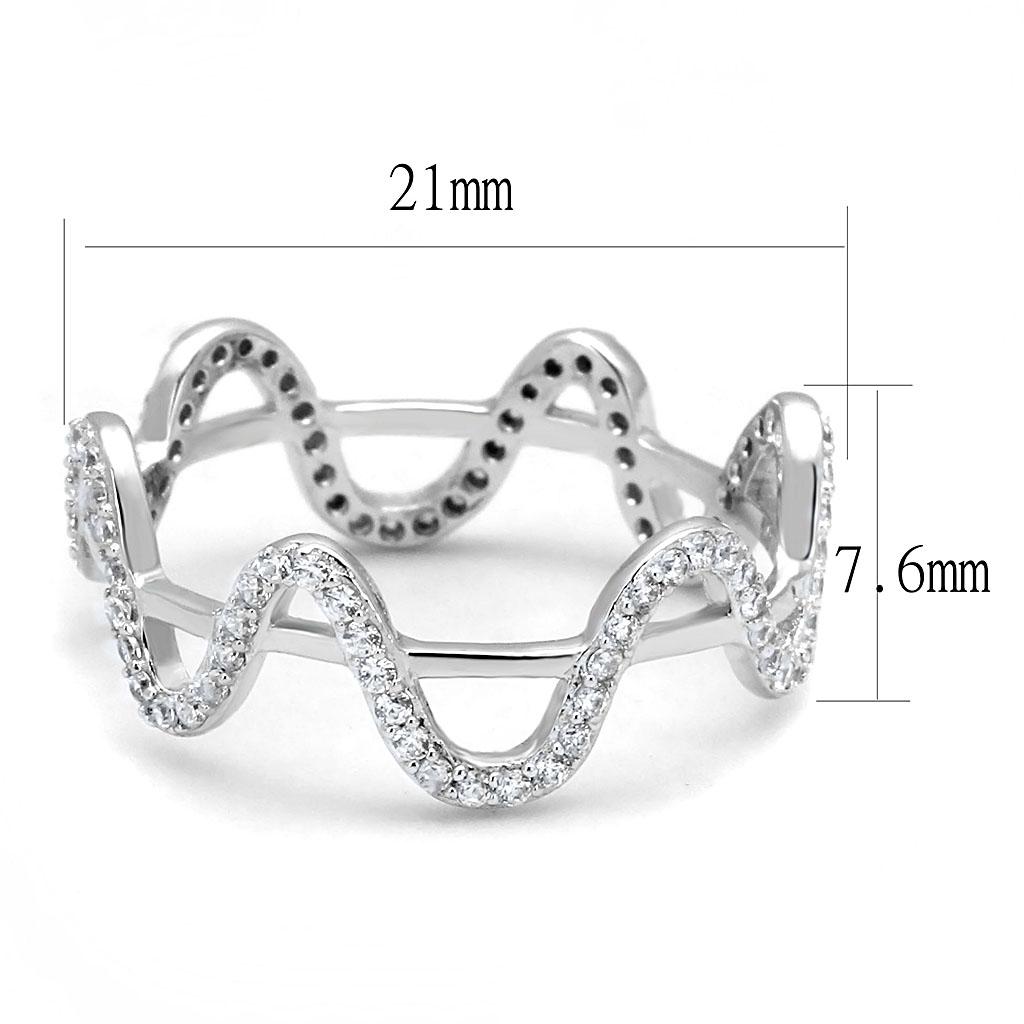 Rhodium 925 Sterling Silver Ring with AAA Grade CZ  in Clear