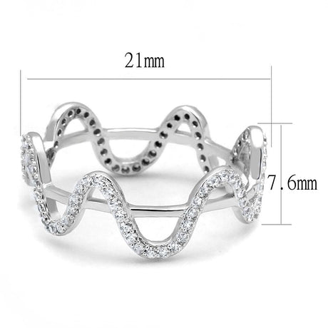 Rhodium 925 Sterling Silver Ring with AAA Grade CZ  in Clear
