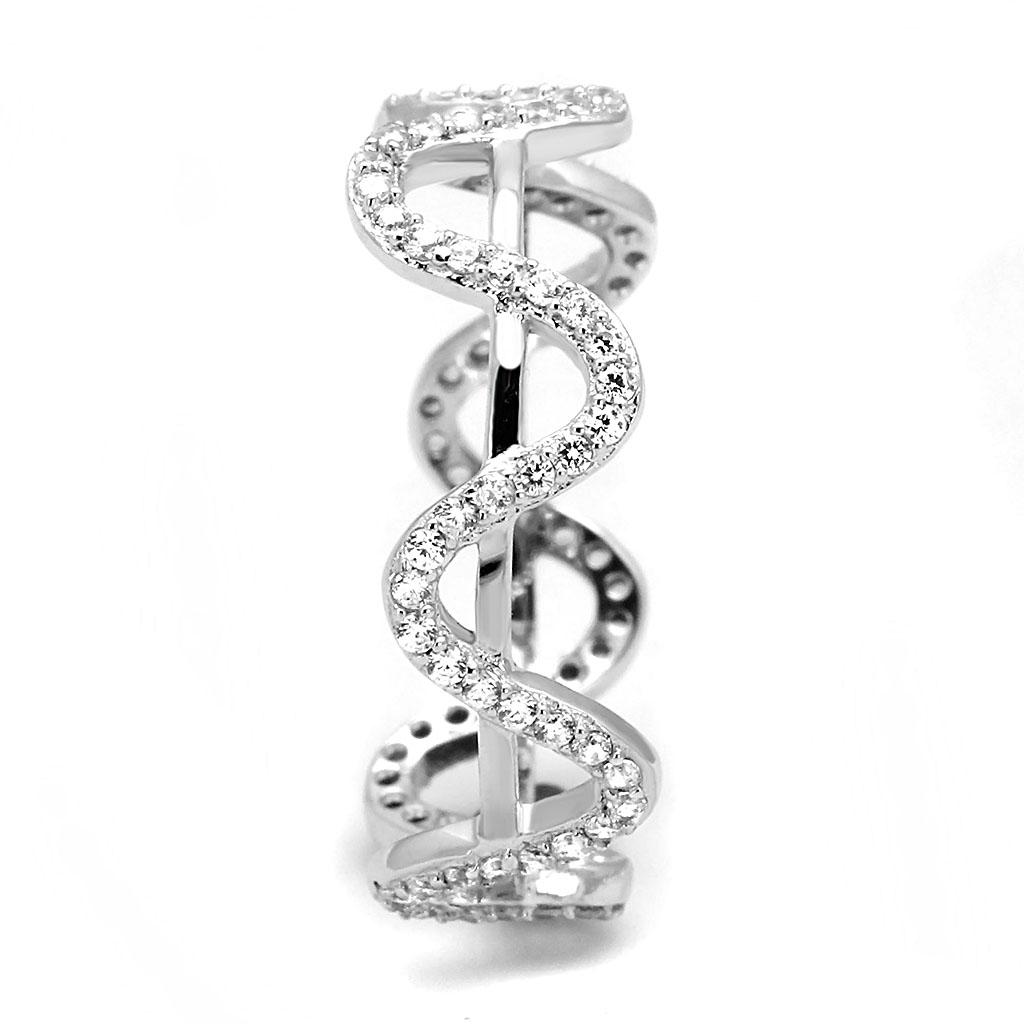 Rhodium 925 Sterling Silver Ring with AAA Grade CZ  in Clear