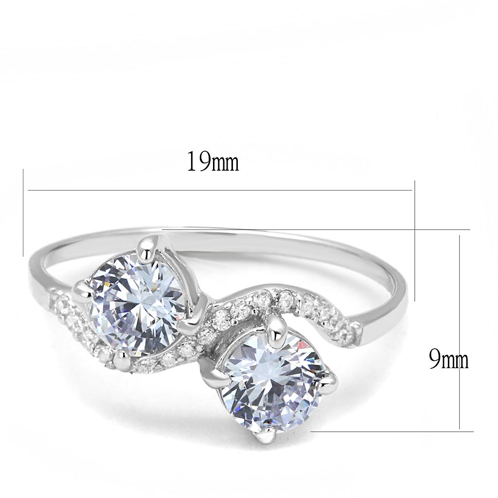 Rhodium 925 Sterling Silver Ring with AAA Grade CZ  in Light Amethyst