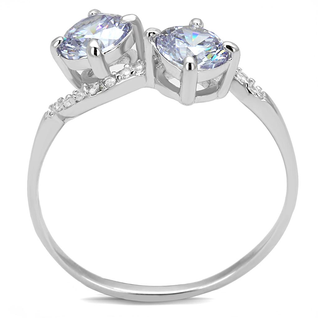 Rhodium 925 Sterling Silver Ring with AAA Grade CZ  in Light Amethyst