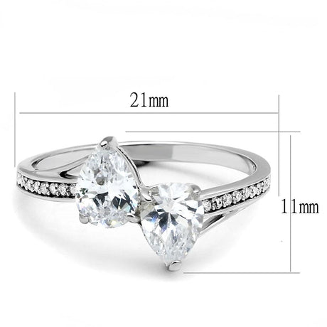 Rhodium 925 Sterling Silver Ring with AAA Grade CZ  in Clear